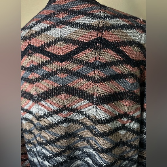 M Missoni Multicolored Chevron Merino Wool Knit Long Cardigan W/Pockets Size M - Picture 5 of 9